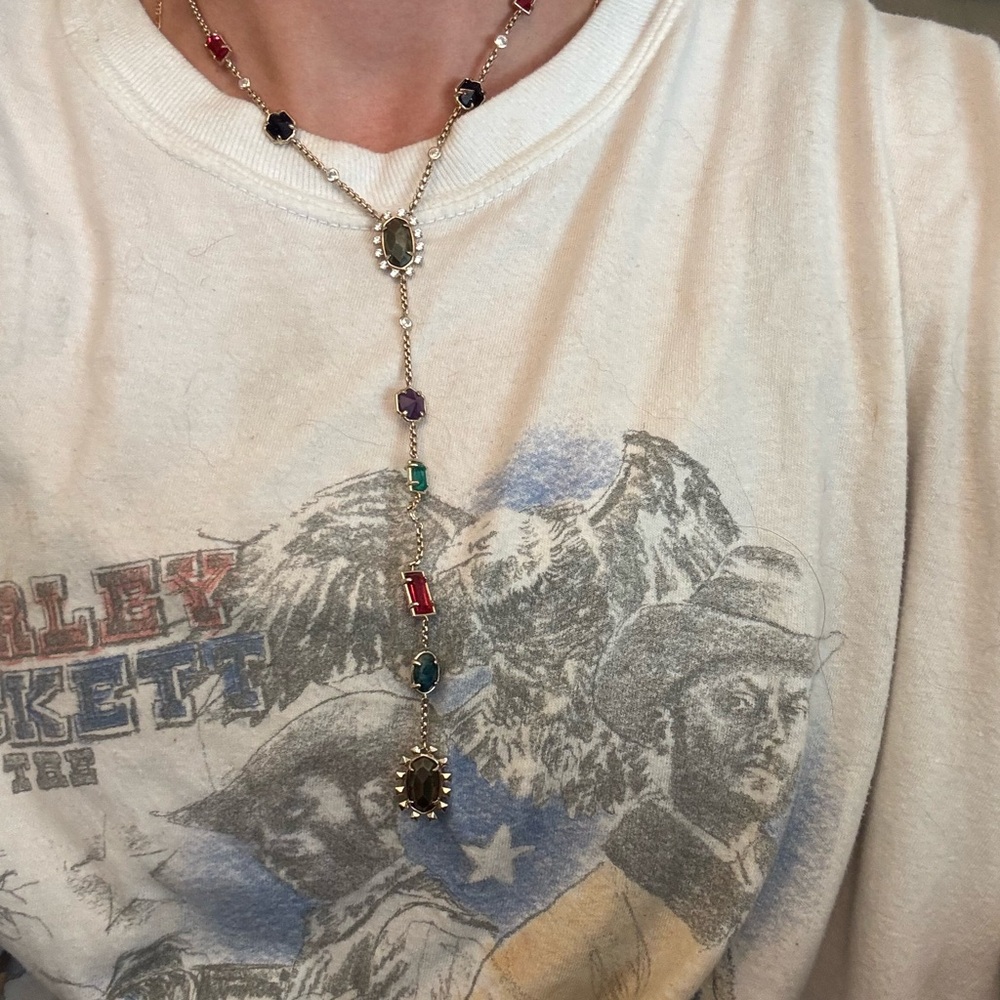 Kendra Scott Gold Necklace with Red and Green Accents